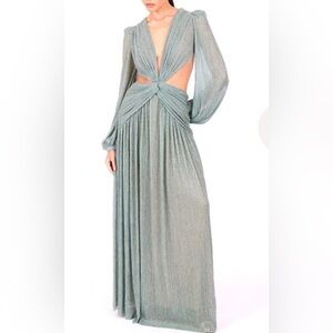 PatBO Seafoam Lurex Cutout Gown